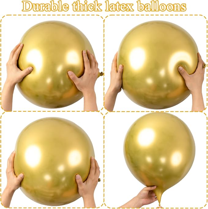 24pcs Gold Balloons 18 Inch Large Gold Metallic Chrome Balloons Big Latex - Image 4