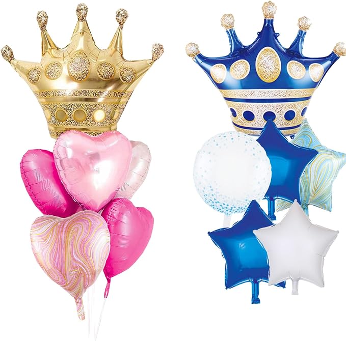 Pink And Blue Crown Balloons Set - Image 7