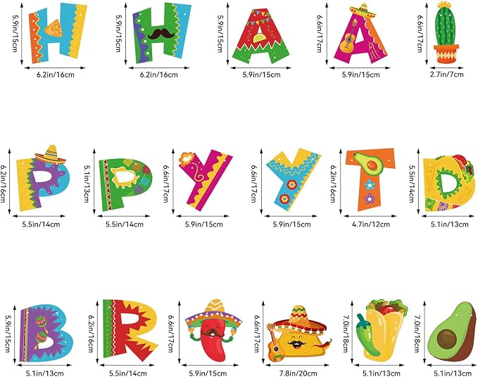 Colorful Mexican Happy Birthday Banner Mexican Birthday Party Decorations Cinco - Image 2