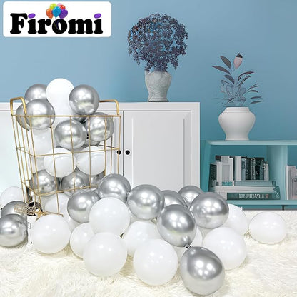 Firomi Metallic Chrome Silver Balloons 5-inch 100 Pack | Helium Small-Medium - Image 3