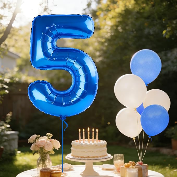 40 Inch Number 5 Balloons for 5th Birthday Party Decorations, 0-100 Dark Blue - Image 3