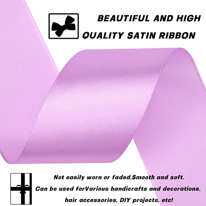 1-1/2 Inch 30 Yards Lilac Purple Solid Satin Ribbon - Image 2