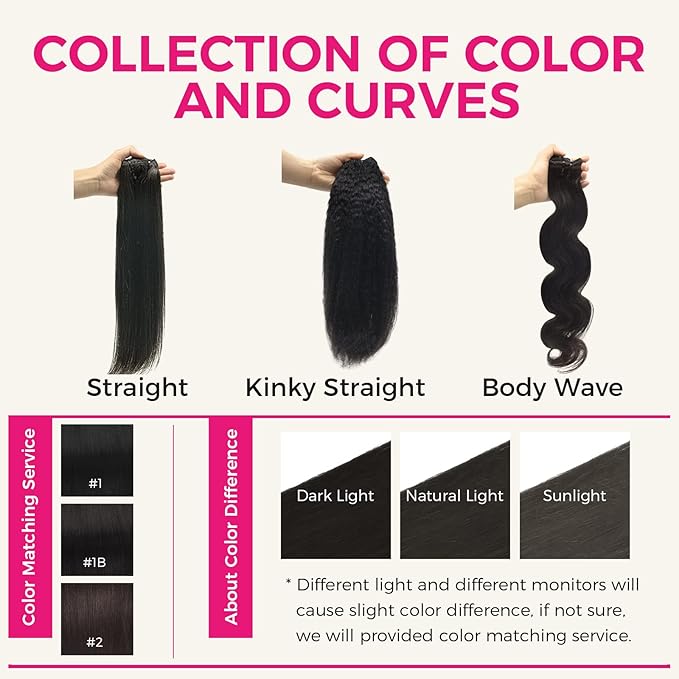 Lashey Real Human Hair Clip in Extensions, 9pcs 150g Straight 16 Inch #1B Natural Black Hair Extensions for Women