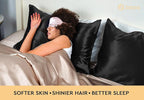 100% Mulberry Silk Pillowcase for Hair and Skin, 22 Momme Pure Natural Silk Pillow Case Both Sided with Zipper, Pillow Cover for Women Mom Men (Black, Queen 20''×30'', 1 Pack)