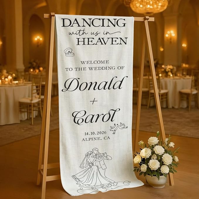 Mapileng Personalized Wedding Cotton Linen Wall Tapestry, Custom Couple Names & - Image 6