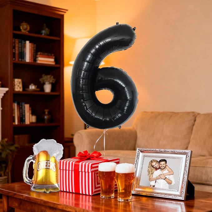 40 Inch Black Giant Number Balloon And Mini Beer Balloon Foil Polyester Film - Image 4