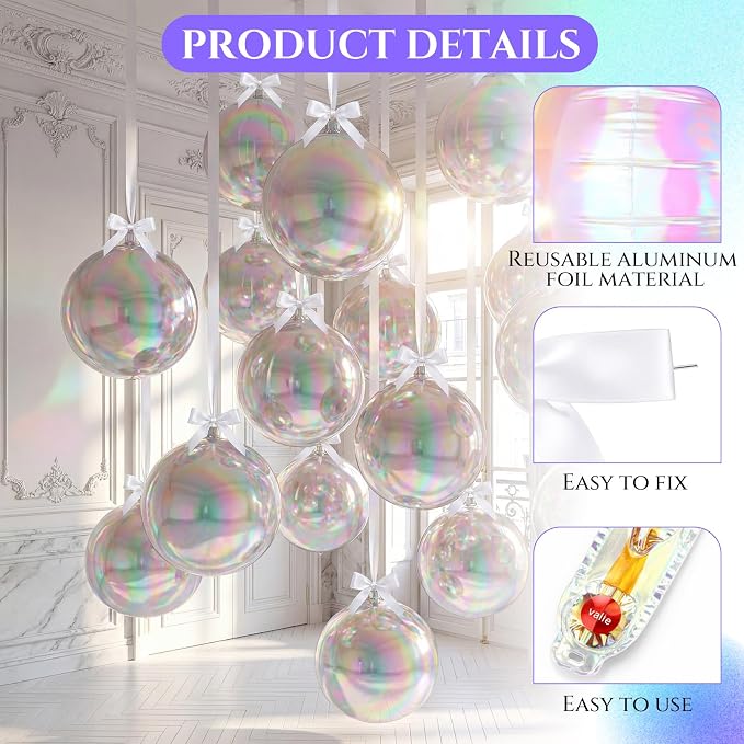 18 Set 22 Inch Iridescent 4D Giant Round Foil Balloon Bulk Metallic Giant Foil - Image 3