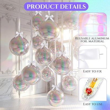 18 Set 22 Inch Iridescent 4D Giant Round Foil Balloon Bulk Metallic Giant Foil - Image 3