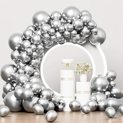 EMART Silver Balloons 12 Inch 60pcs, Latex Balloons - Image 5