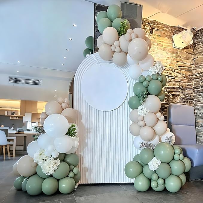 Lukiituke Sage Green Balloons, Bridal Decorations - Image 3