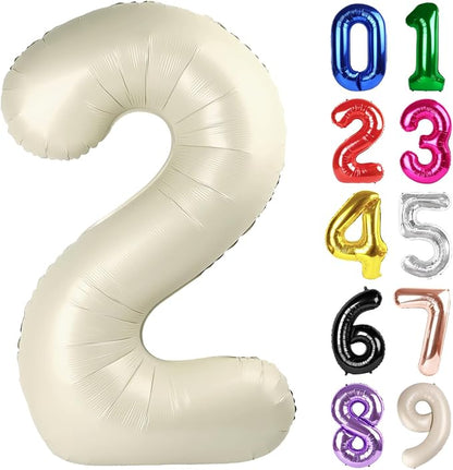 2 Balloon - Cream Birthday Number Balloons, 40 Inch Decorations Men Women | by ALPHADELTAPI