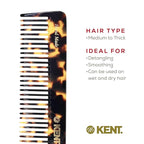 Kent 92TY Wide Tooth Women’s Detangler Comb for Curly, Wavy, and Thick Hair – Ideal for Use on Wet Hair – Gentle, Shower Comb for – Anti-Static, Smooth - Styling Tool by Kent