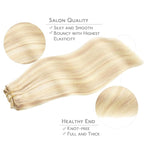 WENNALIFE Clip in Hair Extensions Real Human Hair, 20 Inch 150g 9pcs Balayage Light Wheat Platinum Blonde Remy Hair Thicker Double Weft Extensiones De Cabello Humano Con Clip Ins Straight Full Volume