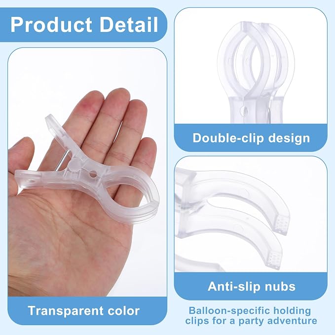 10pcs Balloon Arch Clips Transparent Large Plastic Backdrop Clips Spring Clamps - Image 3