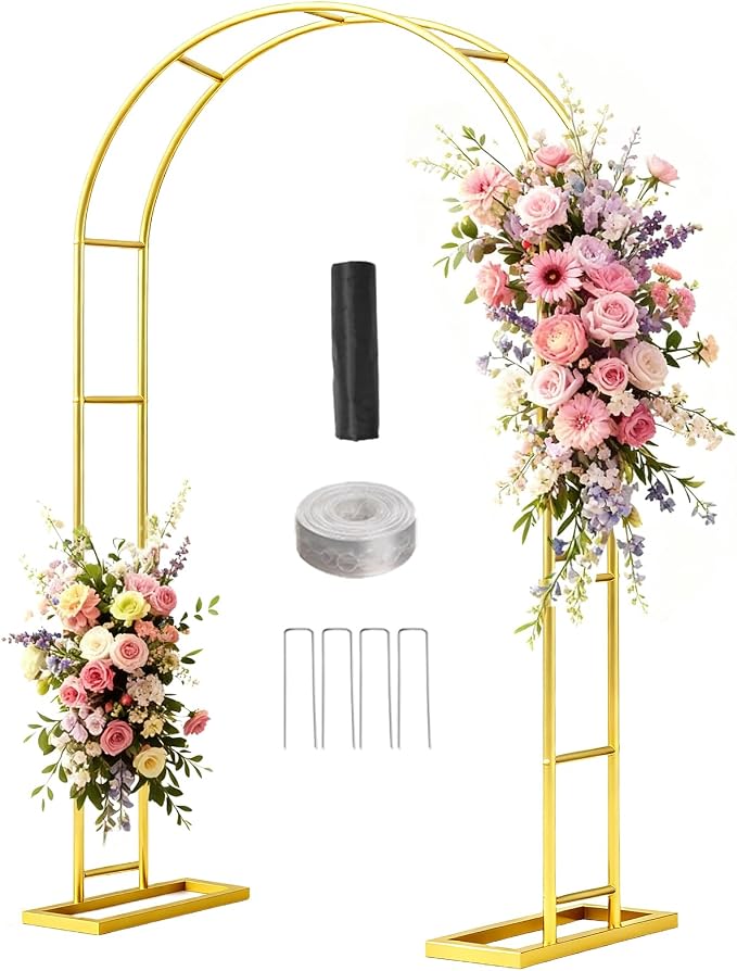 7.2FT Wedding Arch Backdrop Stand Metal Frame Gold Pergola Arbor by ParseBio