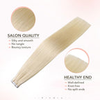 Sindra Invisi Edge Tape in Extensions Human Hair, Platinum Blonde Invisible Seamless Extensions Real Human Hair 14 Inch 40g 20pcs Injected Tape ins