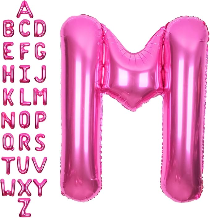 SUWEN 40 Inch Hot Pink Large M Letter Balloons Big Foil Helium Letter A-Z | by SUWEN