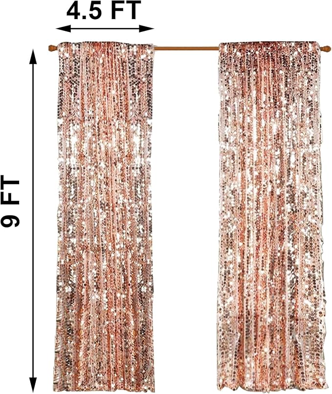 Big Sequin Rose Gold Drapes Curtains Panels Payette Sequin Backdrop Curtains - Image 2