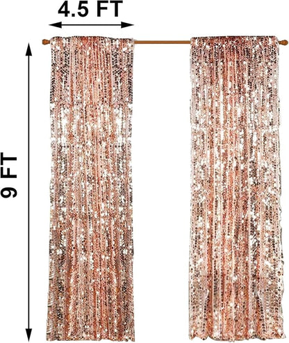 Big Sequin Rose Gold Drapes Curtains Panels Payette Sequin Backdrop Curtains - Image 2