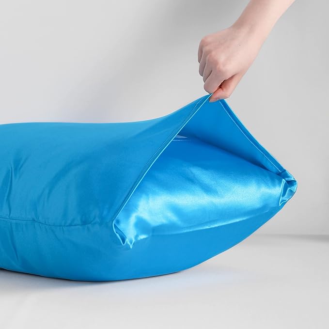 NTBAY 12 Pack Satin Queen Pillowcases for Hair and Skin, Luxurious and Silky Pillow Cases with Envelope Closure, 20 x 30 Inches, Royal Blue