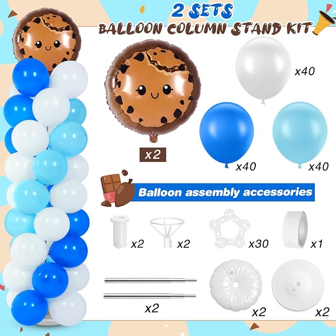 Jenaai 2 Set 163 Pcs Cookie Party Balloons Column Stand Kit Chocolate Chip - Image 3