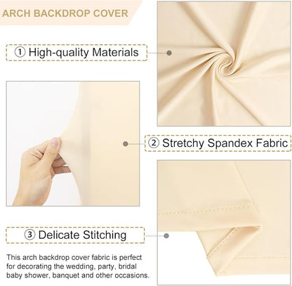 FANPROMS Beige Arch Cover Set 6FT 6.6FT 7.2FT Spandex Arch Stand Covers Chiara - Image 3