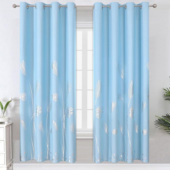 Sky Blue Blackout Curtains for Bedroom 72 Inches Long, Thermal Insulated Energy by ESTELARTEXTILER