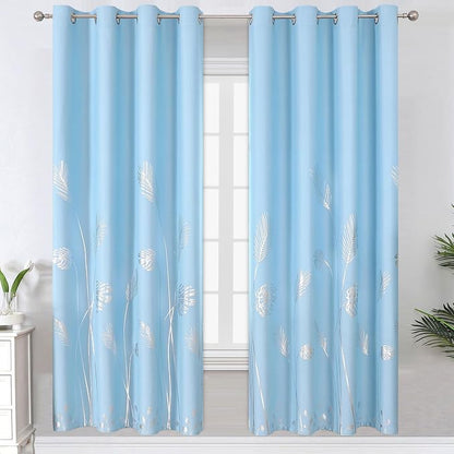 Sky Blue Blackout Curtains for Bedroom 72 Inches Long, Thermal Insulated Energy by ESTELARTEXTILER