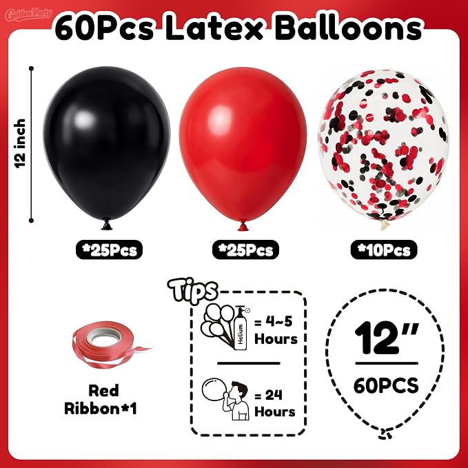 Red and Black Balloons, Baby Shower, Anniversary, Graduation, Wedding Party - Image 2