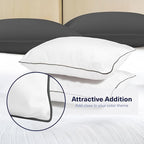Kickoff Viscose Bamboo Pillowcase, Queen, Set of 2, 100% Organic Hidden Zippered Viscose Bamboo Pillow Case Queen Size, Cooling Pillow Cover for Hot Sleepers (20"x30", Trimmed, Pewter)
