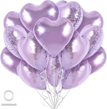 TONIFUL 30 Pcs Light Purple Heart Balloons 18 Inch Heart Shape Foil Balloon | by TONIFUL