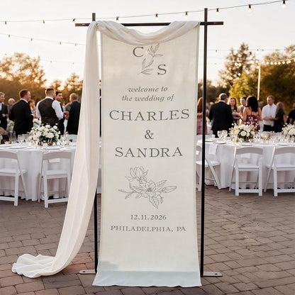 Monogram Wedding Welcome Linen Tapestry Sign, Personalized Initials by Mapileng%E2%84%A2