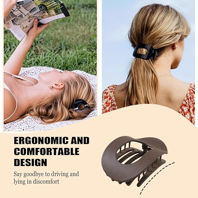 4 PCS Hair Clips Flat claw clips for women,Non Slip Hair Claw Clips for thick hair and thin hair, French ergonomic hair accessories Set
