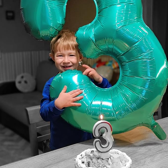 0 Balloon - Teal Birthday Number Balloons, 40 Inch Decorations Men Women | Teal - Image 7