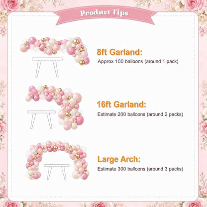 Pink Gold White Balloon Arch Kit - Image 8