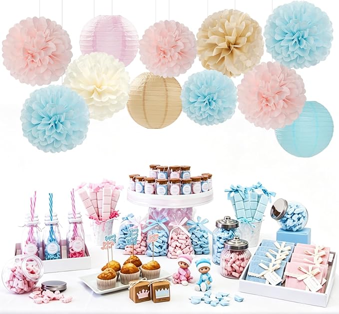 Light-Blue Pink Champagne Gender-Reveal Party-Decorations - Image 4