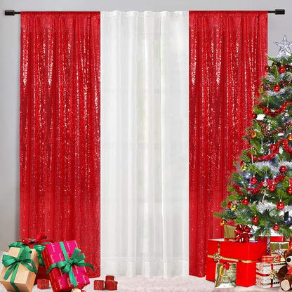 Eternal Beauty Red Sequin Backdrop Curtains, 2 Panels 2x8FT | 3mm Sparkle - Image 7