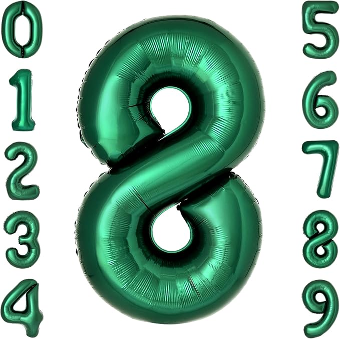 Dark Green Number 8 Balloons Large Emerald Green Number Balloons 40 Inch Jungle by cocodino