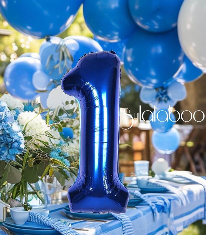40 Inch Navy Blue Big Number 1 Balloon 0-9 Large Helium | Royal Blue 1st Foil - Image 7