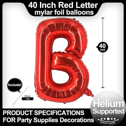 40 Inch Red Letter B Balloons, DIY Phrase Foil Alphabet Letter B Balloons DIY - Image 2