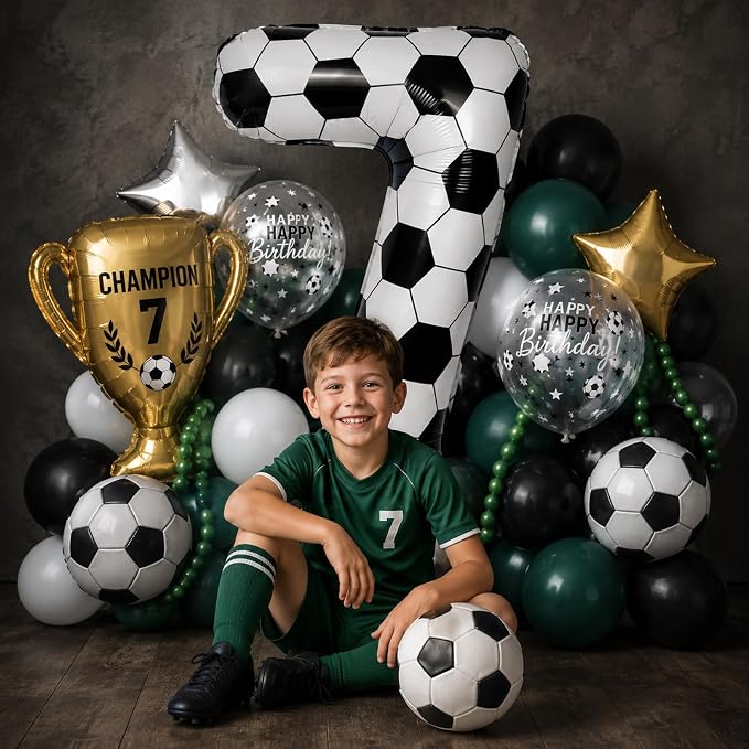 Soccer Number 7 Balloon for Boys, Gaint Soccer 7 Balloon Number, 7th Birthday - Image 5