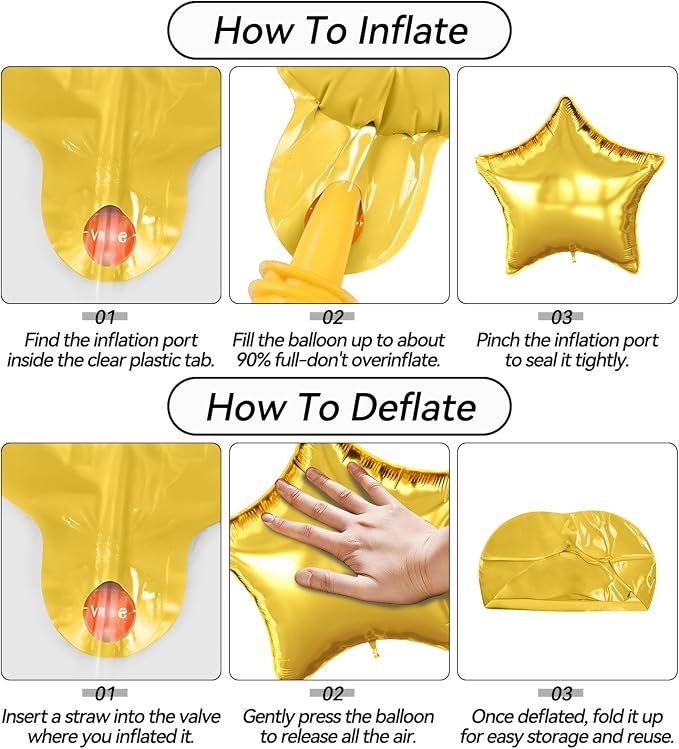 Purple Gold Star Foil Balloons, 18 Inch Metallic Purple and Gold Stars Balloon - Image 7