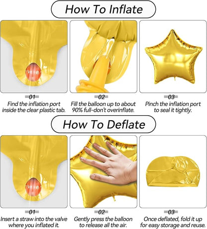 Purple Gold Star Foil Balloons, 18 Inch Metallic Purple and Gold Stars Balloon - Image 7