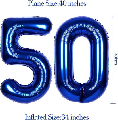 40 Inch Navy Blue Big Number 50 Balloon 0-9 Large Helium | Royal Blue Balloons - Image 6