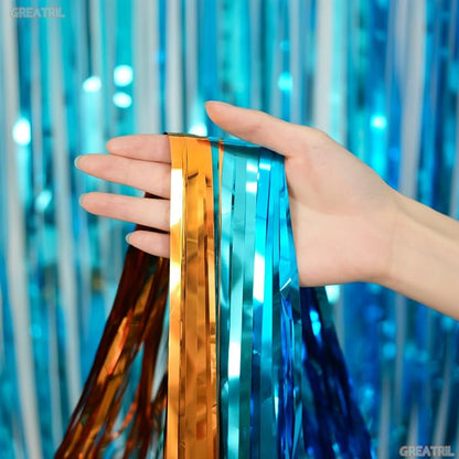 Orange Blue Party Streamers Backdrop - Image 2