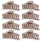 TOCESS Hair Claw Clips for Women - 8PK Large Neutral Matte Jumbo Hair Clips for Thick, Thin, Long, Short, Curly Hair Girls, Big Jaw Clip Set for Daily Use(Camel Khaki)