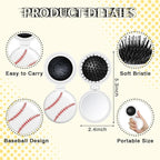 12 Pcs baseball Mini Detangler Brush, Folding Mirror Hair Brushes, Travel Hair Brush, No Tangle Soft Flexible Bristles for Straight, Curly, Thick Hair for baseball Team Gift Sport Party
