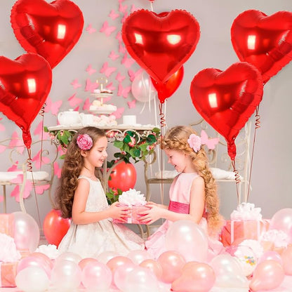 12 Pcs Red Heart Balloons, 18 Inch Heart Foil Balloons Love Balloon Valentine - Image 3