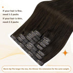 Full Shine Seamless Clip in Hair Extensions Human Hair Brown Remy Hair Extensions Clip in Darkest Brown Straight Natural Hair Extension for Women 12 Inch 8 PCS 95 G