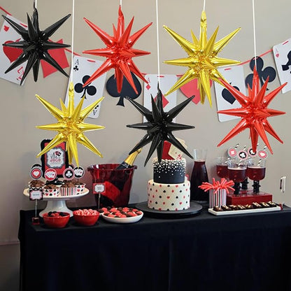 HILAVO 6PCS Star Balloons, 22Inch Red Black and Gold Star Balloon Foil Balloons - Image 7